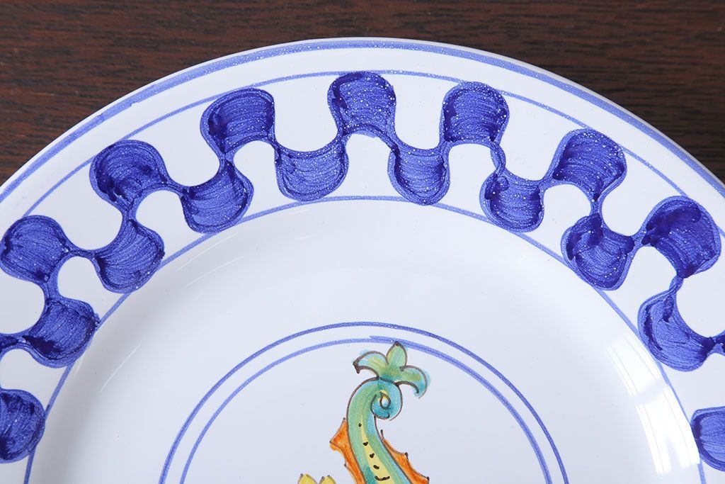 アンティーク雑貨　中古　イタリアSBERNA DERUTA(サブリナデルタ)　絵皿3枚セット(プレート)(洋食器)