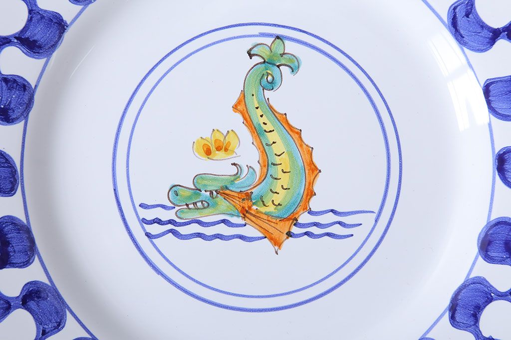 アンティーク雑貨　中古　イタリアSBERNA DERUTA(サブリナデルタ)　絵皿3枚セット(プレート)(洋食器)