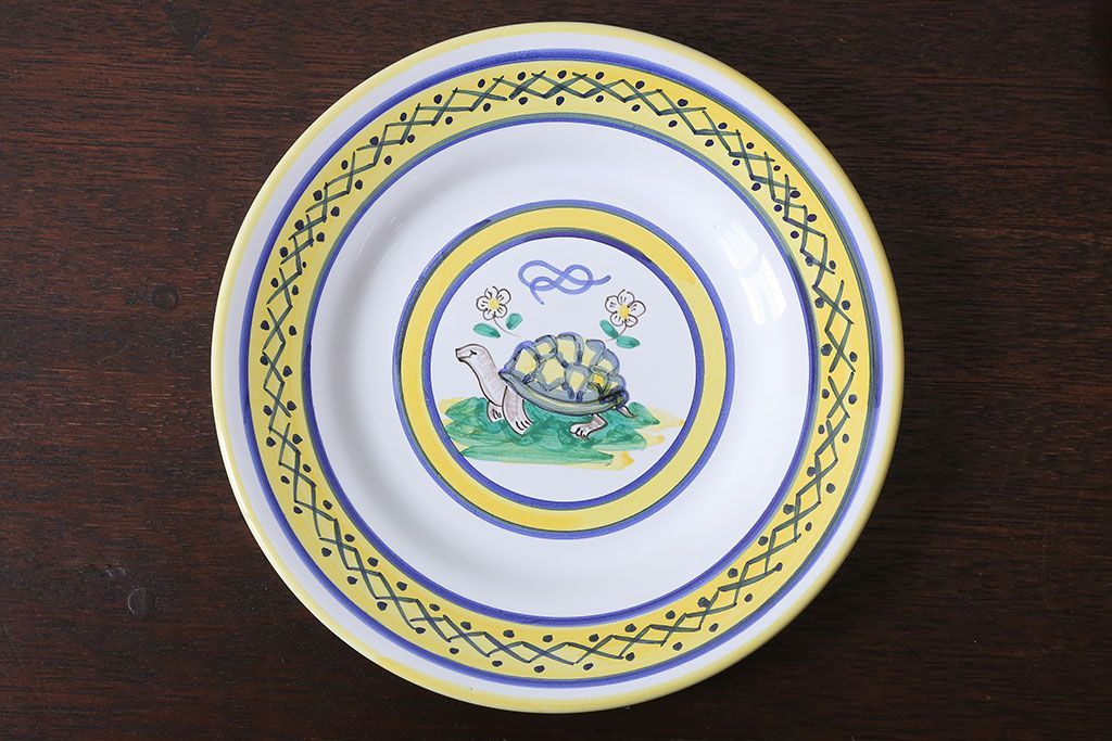 アンティーク雑貨　中古　イタリアSBERNA DERUTA(サブリナデルタ)　絵皿3枚セット(プレート)(洋食器)