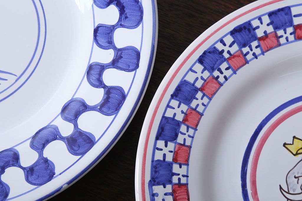 アンティーク雑貨　中古　イタリアSBERNA DERUTA(サブリナデルタ)　絵皿3枚セット(プレート)(洋食器)