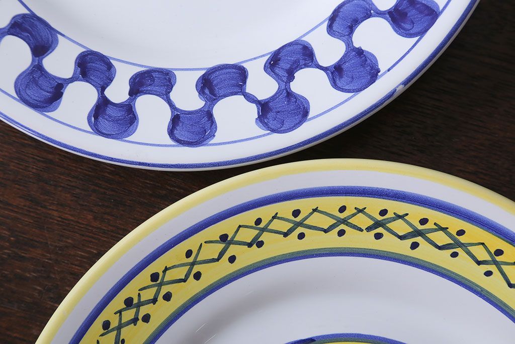 アンティーク雑貨　中古　イタリアSBERNA DERUTA(サブリナデルタ)　絵皿3枚セット(プレート)(洋食器)