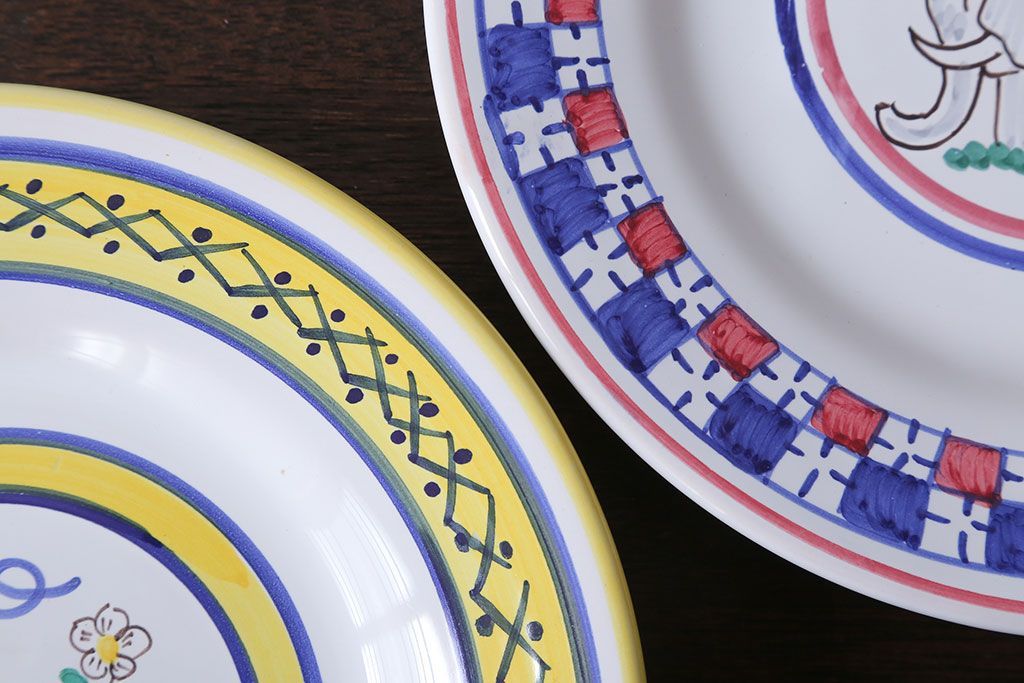 アンティーク雑貨　中古　イタリアSBERNA DERUTA(サブリナデルタ)　絵皿3枚セット(プレート)(洋食器)