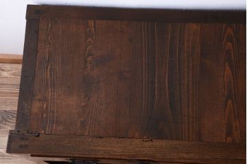 アンティーク家具　古民具・骨董　三面横桟回しの越後帳場箪笥(銭戸棚、帳箪笥・帳戸棚)