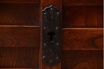 アンティーク家具　古民具・骨董　三面横桟回しの越後帳場箪笥(銭戸棚、帳箪笥・帳戸棚)