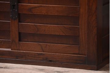 アンティーク家具　古民具・骨董　三面横桟回しの越後帳場箪笥(銭戸棚、帳箪笥・帳戸棚)