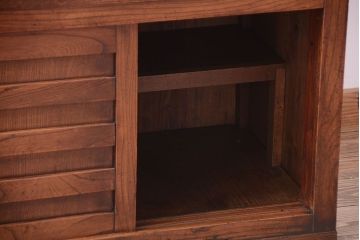 アンティーク家具　古民具・骨董　三面横桟回しの越後帳場箪笥(銭戸棚、帳箪笥・帳戸棚)