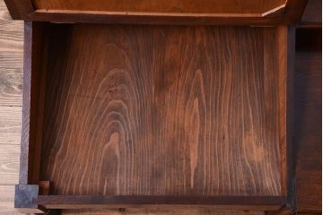 アンティーク家具　和製アンティーク　古い栓材の帳場机(簿記机・両袖机)(2)