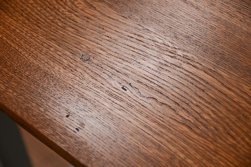 レトロ家具　アンティークペイント　古い木のレトロな平机(デスク)(2)