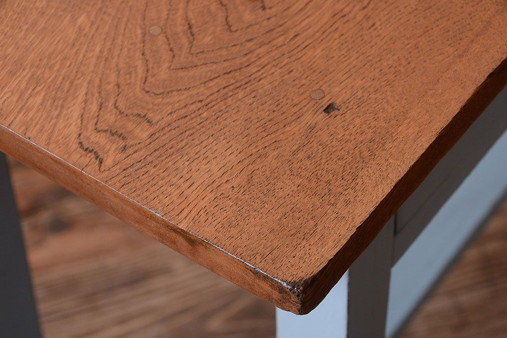 レトロ家具　アンティークペイント　古い木のレトロな平机(デスク)(2)