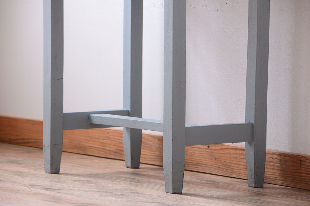 レトロ家具　アンティークペイント　古い木のレトロな平机(デスク)(2)