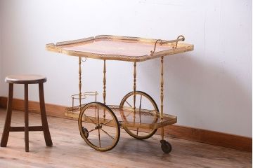 中古　イタリア製　バタフライ天板付き!2段キャスターワゴン