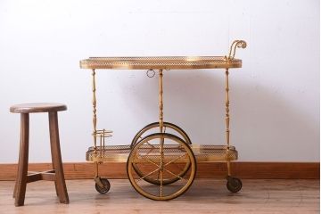 中古　イタリア製　バタフライ天板付き!2段キャスターワゴン