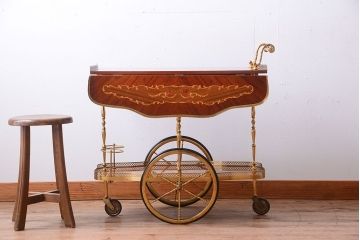中古　イタリア製　バタフライ天板付き!2段キャスターワゴン