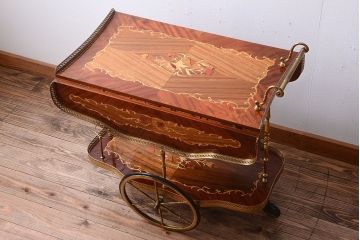 中古　イタリア製　バタフライ天板付き!2段キャスターワゴン