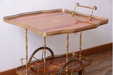 中古　イタリア製　バタフライ天板付き!2段キャスターワゴン