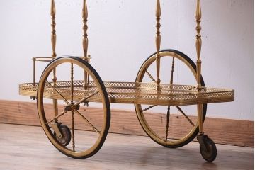 中古　イタリア製　バタフライ天板付き!2段キャスターワゴン