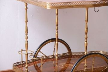 中古　イタリア製　バタフライ天板付き!2段キャスターワゴン