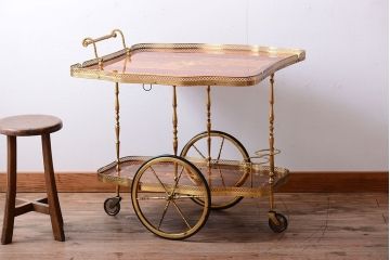 中古　イタリア製　バタフライ天板付き!2段キャスターワゴン
