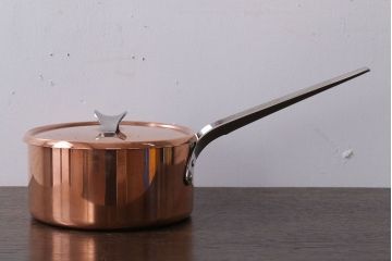 アンティーク雑貨 ビンテージ デンマークGeorg Jensen(ジョージ・ジェンセン) 銅製の片手鍋(蓋付き)