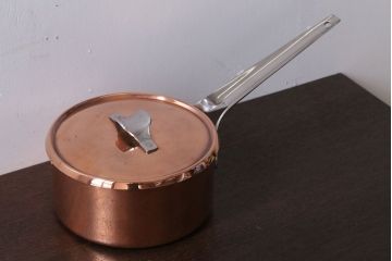 アンティーク雑貨 ビンテージ デンマークGeorg Jensen(ジョージ・ジェンセン) 銅製の片手鍋(蓋付き)