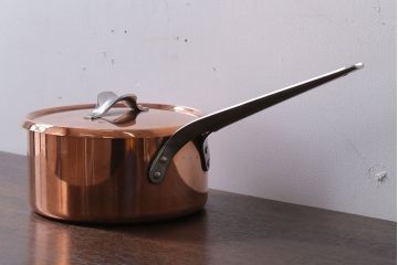アンティーク雑貨 ビンテージ デンマークGeorg Jensen(ジョージ・ジェンセン) 銅製の片手鍋(蓋付き)
