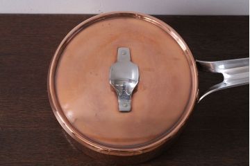 アンティーク雑貨 ビンテージ デンマークGeorg Jensen(ジョージ・ジェンセン) 銅製の片手鍋(蓋付き)