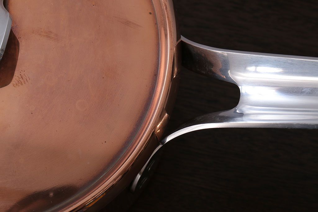 アンティーク雑貨 ビンテージ デンマークGeorg Jensen(ジョージ・ジェンセン) 銅製の片手鍋(蓋付き)