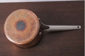 アンティーク雑貨 ビンテージ デンマークGeorg Jensen(ジョージ・ジェンセン) 銅製の片手鍋(蓋付き)