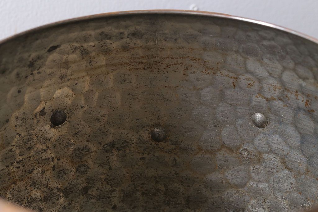 アンティーク雑貨　ビンテージ　スイスStockli Netstal　木製取っ手の銅製両手鍋