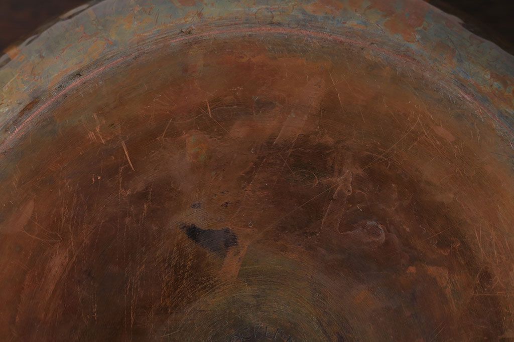 アンティーク雑貨　ビンテージ　スイスStockli Netstal　木製取っ手の銅製両手鍋