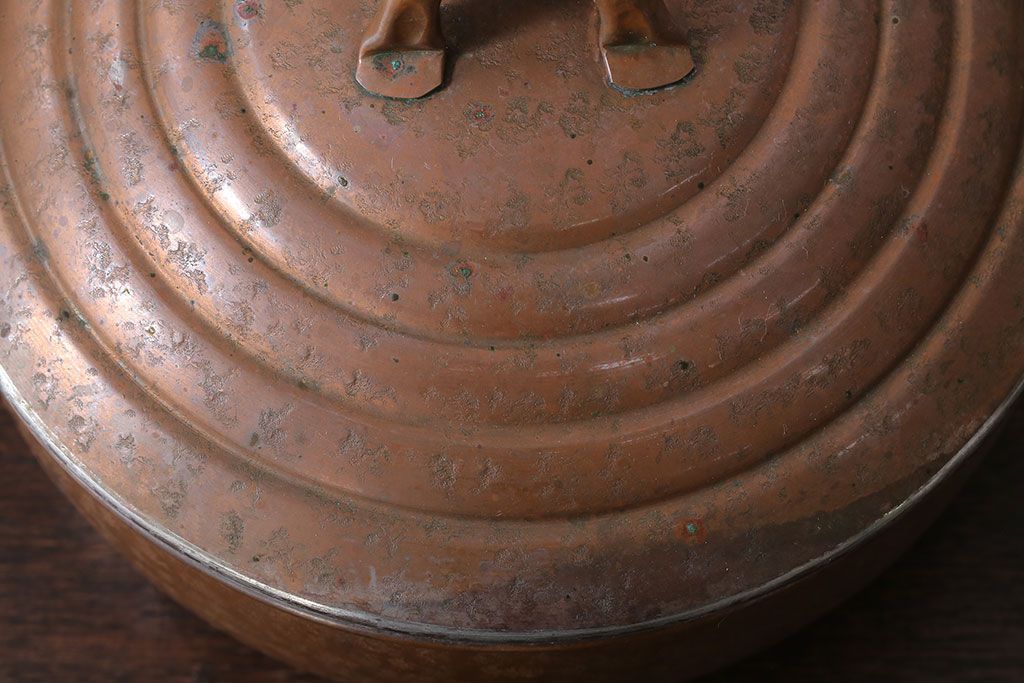 アンティーク雑貨　ビンテージ　銅製のシャビーな両手鍋