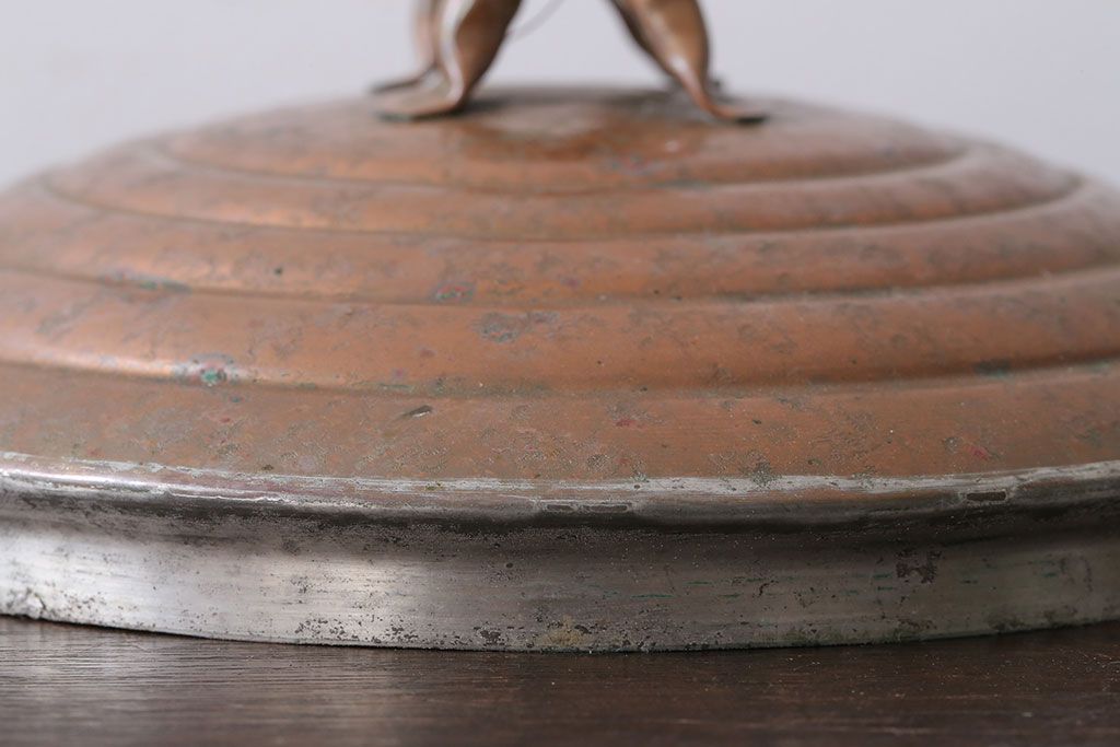 アンティーク雑貨　ビンテージ　銅製のシャビーな両手鍋