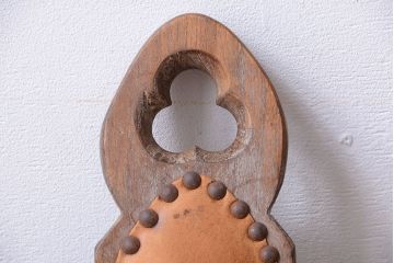 中古　アジアン家具　本革座面のチェア(椅子)(1)