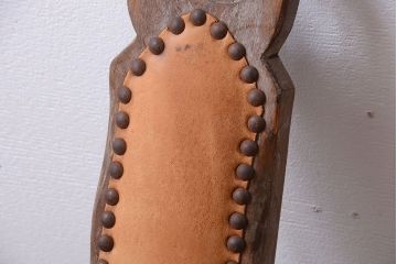 中古　アジアン家具　本革座面のチェア(椅子)(1)