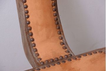 中古　アジアン家具　本革座面のチェア(椅子)(1)