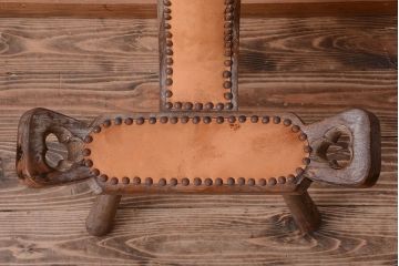 中古　アジアン家具　本革座面のチェア(椅子)(1)