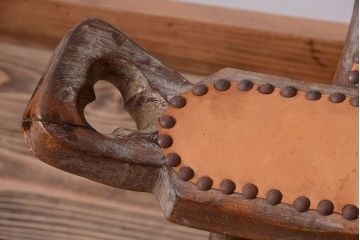 中古　アジアン家具　本革座面のチェア(椅子)(1)