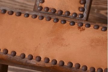 中古　アジアン家具　本革座面のチェア(椅子)(1)