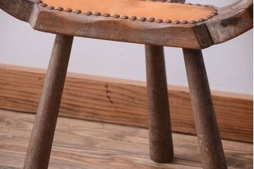 中古　アジアン家具　本革座面のチェア(椅子)(1)