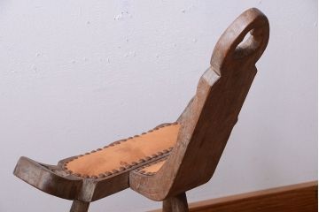 中古　アジアン家具　本革座面のチェア(椅子)(1)