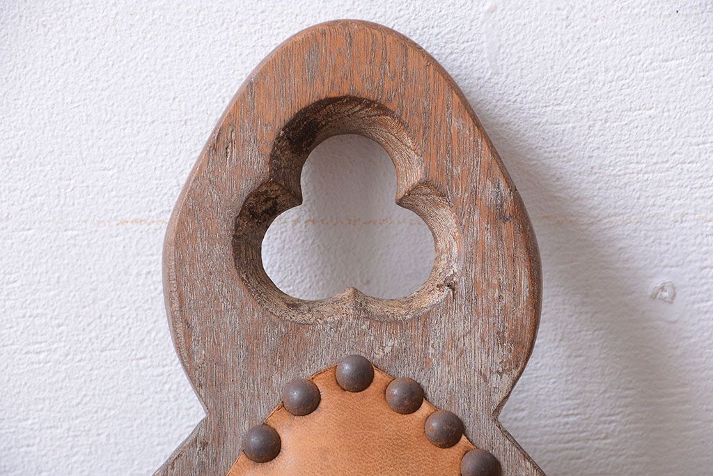 中古　アジアン家具　本革座面のチェア(椅子)(2)