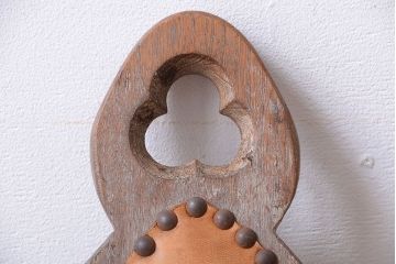 中古　アジアン家具　本革座面のチェア(椅子)(2)