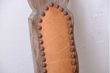 中古　アジアン家具　本革座面のチェア(椅子)(2)