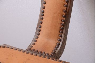 中古　アジアン家具　本革座面のチェア(椅子)(2)