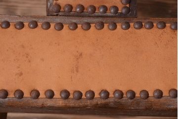 中古　アジアン家具　本革座面のチェア(椅子)(2)