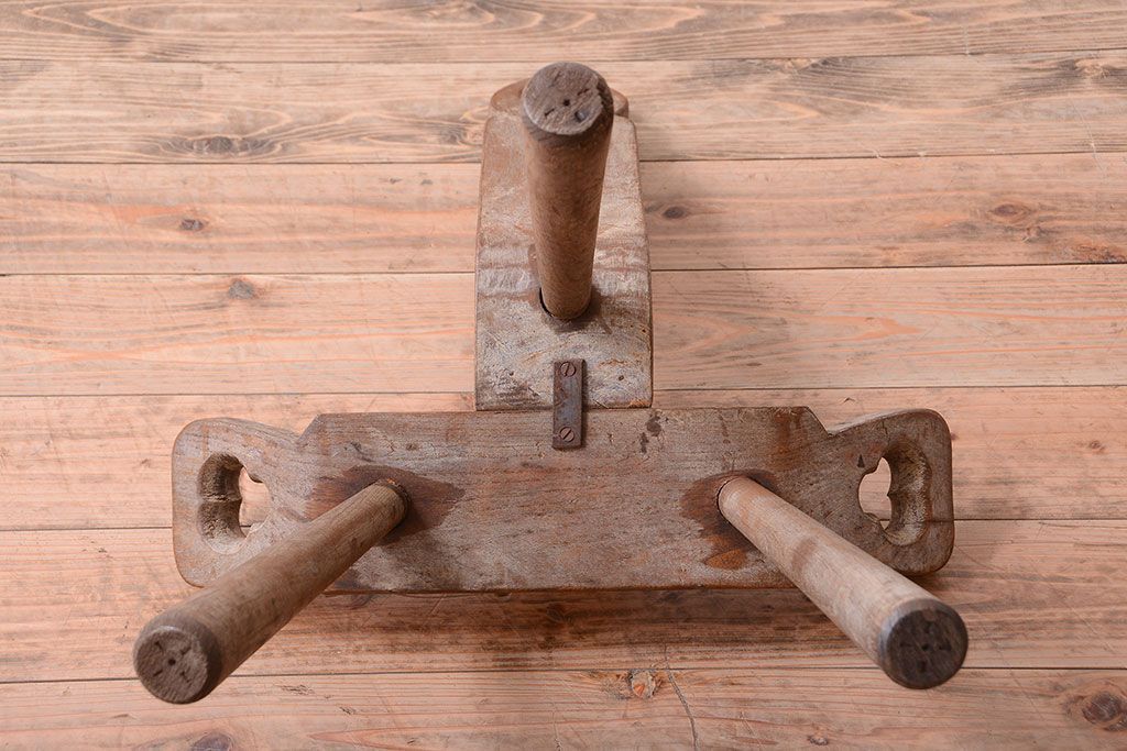 中古　アジアン家具　本革座面のチェア(椅子)(2)