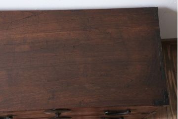 アンティーク家具　和製アンティーク　シンプルな丸金具の時代箪笥ローボード(1)