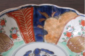 アンティーク雑貨　アンティーク　明治〜大正期　金襴手　色絵なます皿　2客セット(兎図)