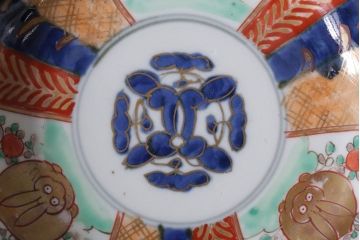 アンティーク雑貨　アンティーク　明治〜大正期　金襴手　色絵なます皿　2客セット(兎図)