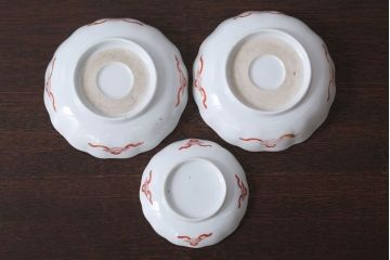 アンティーク雑貨　アンティーク　幕末〜明治　瓢箪の図　金襴手色絵なます皿など3客